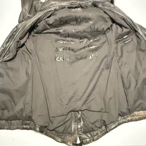 Mauritius‎ Women’s Distressed Dark Brown Leather Jacket With Faux Fur Hood M - Picture 12 of 16